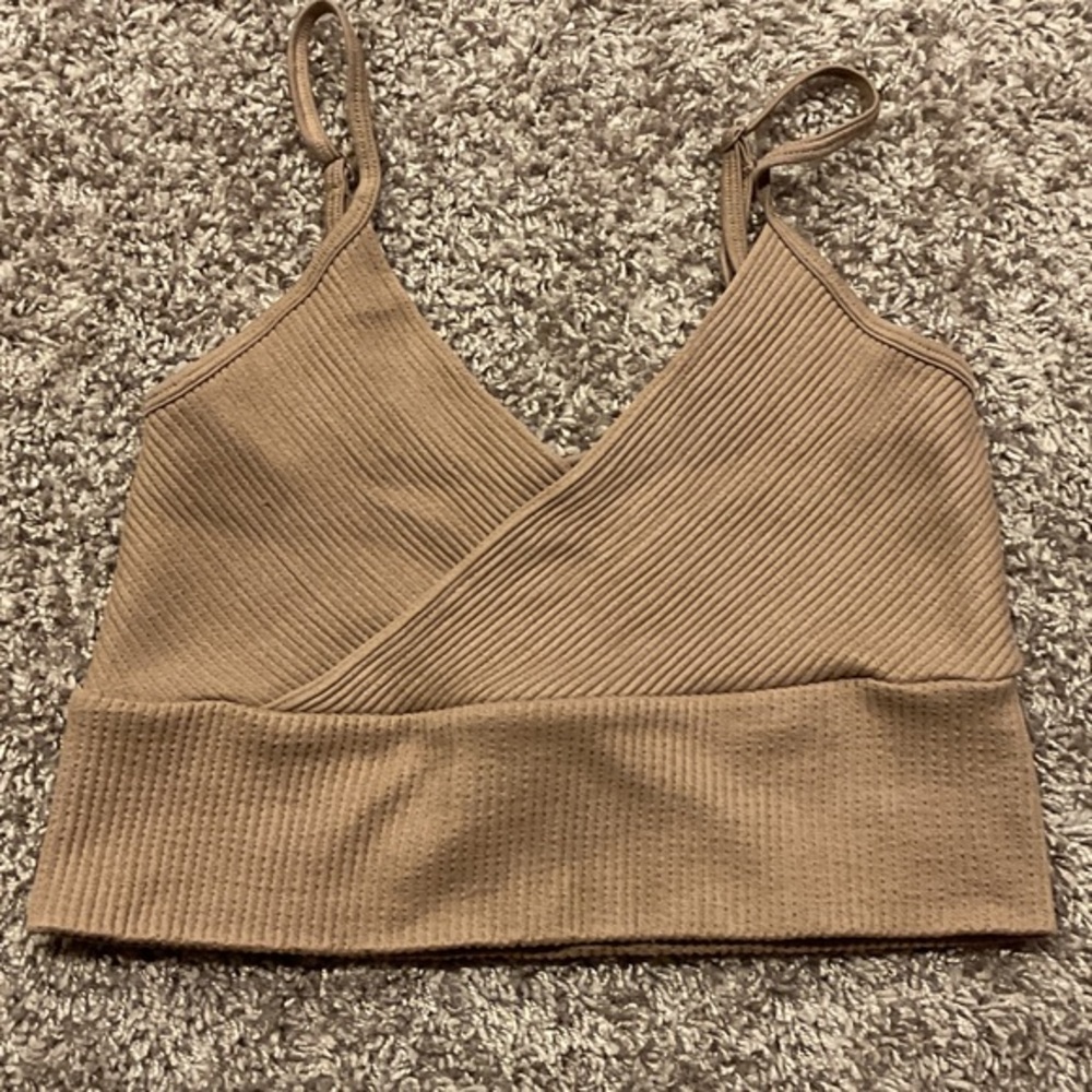 Aura Tan Ribbed Camisole Top, Size S/M